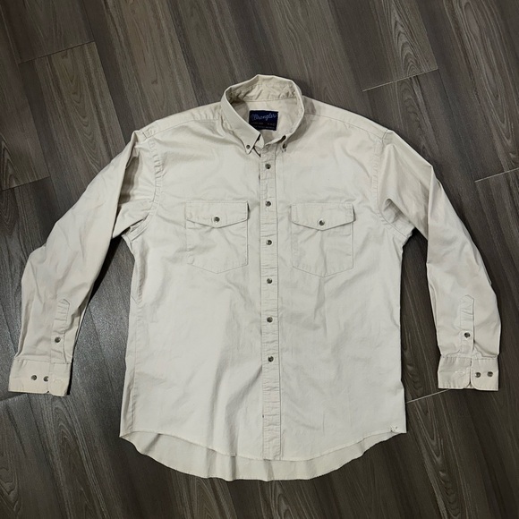 Vintage Wrangler Beige Long Sleeve Shirt - Picture 4 of 7
